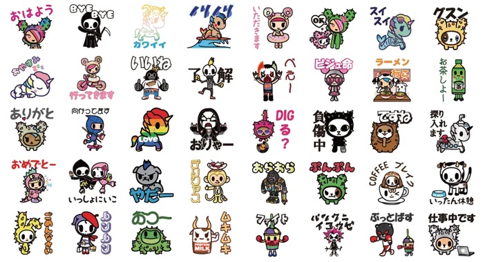 ブランド設立20周年を記念して「tokidoki」の個性あふれるキャラクターたちがLINEスタンプになって登場！